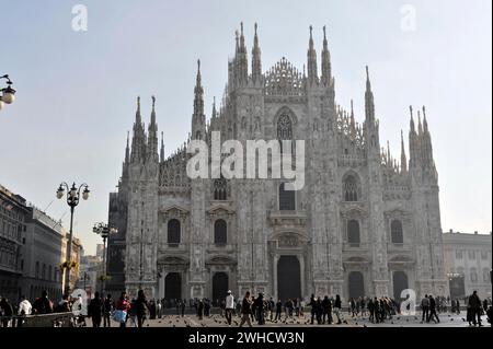 Cathédrale de Milan, Duomo, construction commencée en 1386, achevée en 1858, Milan, Milan, Lombardie, Italie Banque D'Images