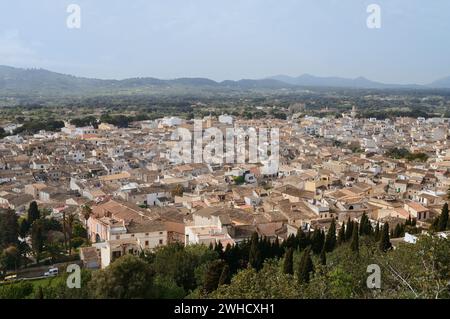 Vue de l'église de pèlerinage Santuari de Sant Salvador à Arta, Majorque, Îles Baléares, Espagne Banque D'Images