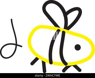 Vecteur d'esquisse d'enfant d'abeille coloré isolé Illustration de Vecteur