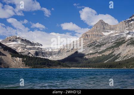 Glacier Bow et lac Bow, Icefields Parkway, parc national Banff, Alberta, Canada Banque D'Images