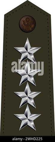 Bandoulière pour l'uniforme de service vert de l'armée des États-Unis officier GÉNÉRAL de l'armée Illustration de Vecteur