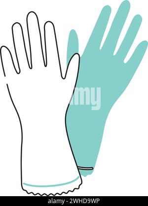 Paire monochrome isolée de gants de nettoyage icône vecteur Illustration de Vecteur