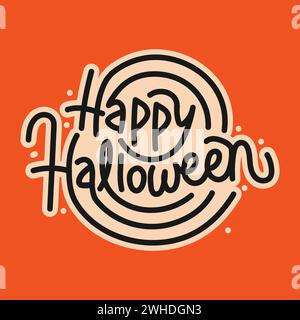 Illustration de typographie vectorielle Halloween heureuse. Conception typographique d'Halloween effrayante. Lettrage à la main gratuit pour Halloween. Affiche d'Halloween, bannière, modèle Illustration de Vecteur