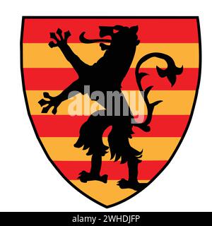 Armoiries avec Panther noir attaquant ; armoiries inspirées de la bannière du comté d'Oltenia ; Panther noir debout dans deux pattes Illustration de Vecteur