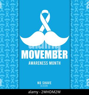 Affiche movember rétro colorée avec un vecteur moustache Illustration de Vecteur