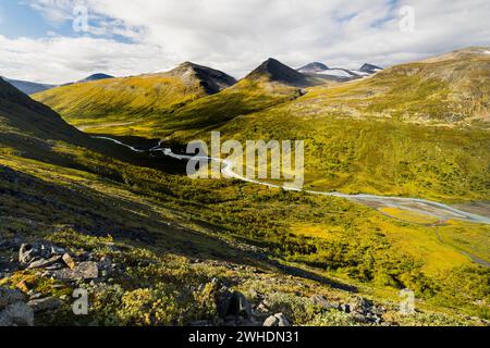 Upper Rapadalen, Rapaälven, Parc national de Sarek, Laponie, Suède, Europe Banque D'Images