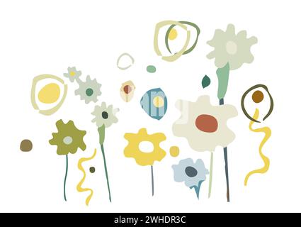 Fleurs mignonnes simples. dessin à la main. Pas ai, illustration vectorielle Illustration de Vecteur