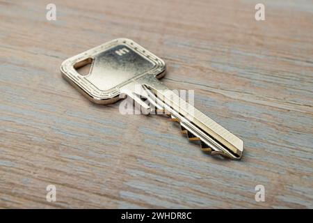 Clé d'appartement, clé de cylindre, fond en bois, Banque D'Images