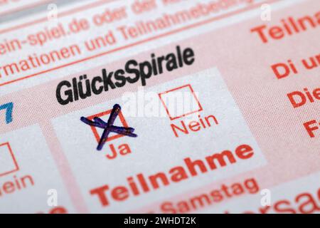 Ticket de loterie complété, détail, champ de participation GlücksSpirale, Banque D'Images