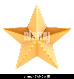 Golden Star, rendu 3D isolé sur fond blanc Banque D'Images