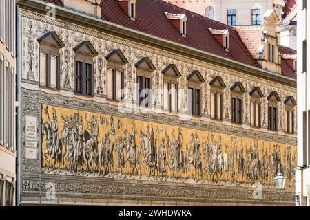 Dresde, procession des Princes, la plus grande murale en porcelaine du monde Banque D'Images