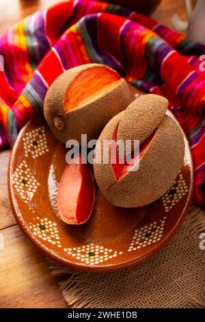 Mamey, fruit (Pouteria sapota) originaire du Mexique et d'autres pays américains, dans certains pays, il est connu sous le nom de Zapote, Sapote ou Red Mamey. Banque D'Images