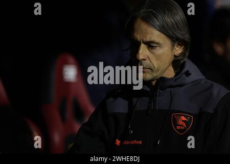 L'entraîneur italien de Salernitana, Filippo Inzaghi, lors du match de Serie A opposant l'Unione Sportiva Salernitana à Empoli au stade Arechi à Salerne le 9 février 2024. Banque D'Images