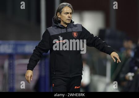 L'entraîneur italien de Salernitana, Filippo Inzaghi, lors du match de Serie A opposant l'Unione Sportiva Salernitana à Empoli au stade Arechi à Salerne le 9 février 2024. Banque D'Images