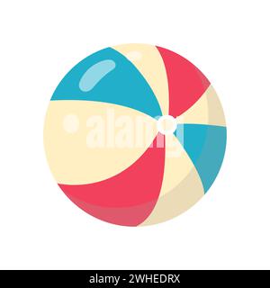 Ballon de plage rayé. Accessoires de plage. Illustration vectorielle dans un style plat. Illustration de Vecteur