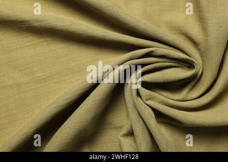 Texture du tissu froissé d'olive comme arrière-plan, vue de dessus Banque D'Images