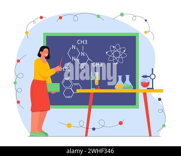 Professeur de chimie dans le vecteur de classe Illustration de Vecteur