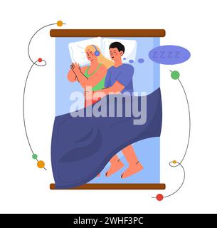 Sommeil agité du couple au lit vecteur Illustration de Vecteur