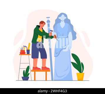 Sculpteur dans le concept de vecteur d'atelier Illustration de Vecteur