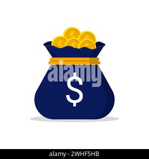 Icône de sac d'argent isolé avec illustration vectorielle de fond blanc. Illustration de Vecteur