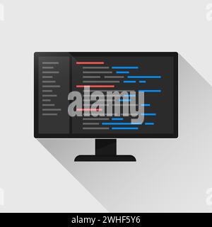 Programmation et codage sur écran d'ordinateur. Illustration vectorielle de code de programmation pour développeur de logiciels. Illustration de Vecteur