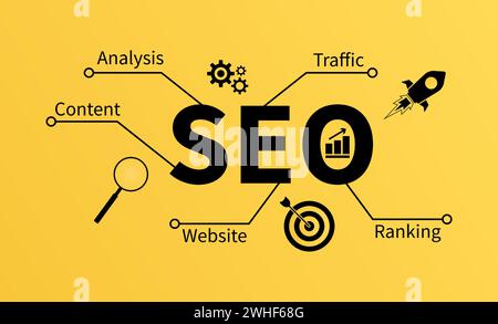 Illustration vectorielle de concept d'optimisation de moteur de recherche SEO Illustration de Vecteur
