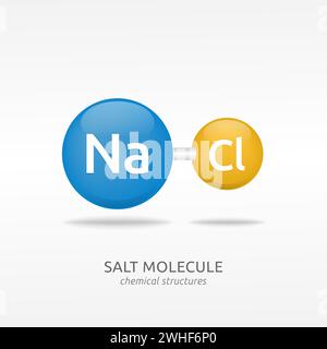 Molécule de chlorure de sodium, vecteur de structures chimiques de sel Illustration de Vecteur