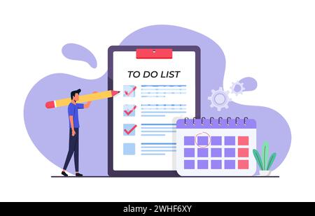 Calendrier avec concept de tâche d'entreprise de liste de contrôle à faire. Illustration vectorielle Illustration de Vecteur