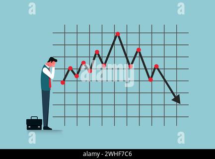 Illustration de crise financière, marché boursier et monnaie, flèche de tendance financière crise de risque économique, symbole d'affaires perdu d'argent Illustration de Vecteur