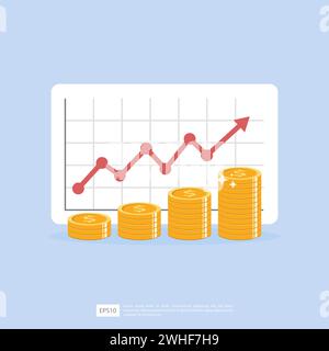 Financer les performances du concept de retour sur investissement avec flèche. Croissance des bénéfices de l'entreprise chiffre d'affaires marge de croissance Illustration de Vecteur