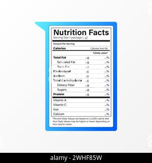 Étiquette de faits nutritionnels isolée sur fond blanc Illustration de Vecteur