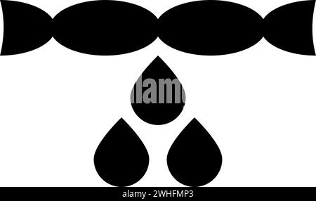 Séchage des vêtements enlevant l'eau de pressage goutte à goutte concept de blanchisserie icône noir illustration vectorielle image style plat simple Illustration de Vecteur