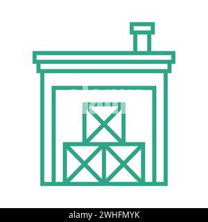 Contour petite icône d'entrepôt isolé sur fond blanc. Partie intégrante de la chaîne d'approvisionnement. Illustration vectorielle. Boîtes. Illustration de Vecteur