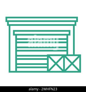 Contour petite icône d'entrepôt isolé sur fond blanc. Partie intégrante de la chaîne d'approvisionnement. Illustration vectorielle. Boîtes. Illustration de Vecteur