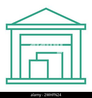 Contour petite icône d'entrepôt isolé sur fond blanc. Partie intégrante de la chaîne d'approvisionnement. Illustration vectorielle. Boîtes. Illustration de Vecteur