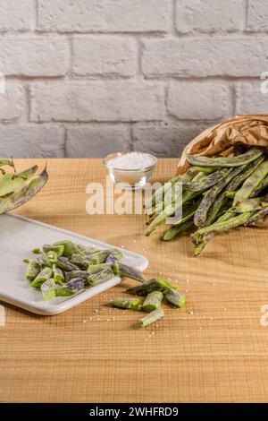 Tas de haricots verts Banque D'Images