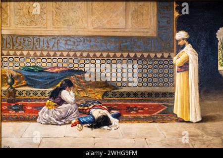Chagrin dans le harem, 1891, huile sur toile, Joan Fuster Bonnin, Majorque, Îles Baléares, Espagne Banque D'Images