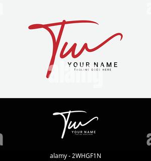 T, W, TW logo de la lettre initiale. Logo de signature manuscrite alphabet TW Illustration de Vecteur