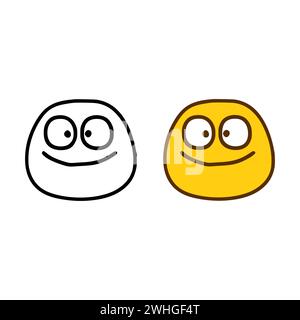 Émoticone heureux dans le style de l'enrache isolé sur fond blanc Banque D'Images