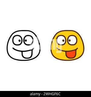 émoticône fantaisie dans le style doodle isolé sur fond blanc Banque D'Images