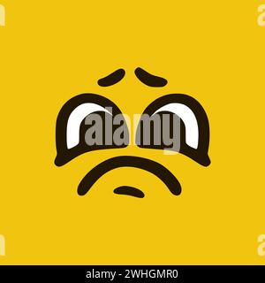 Triste visage. Expressions de visage de dessin animé. Illustration de la bouche et des yeux des personnages Doodle. Banque D'Images