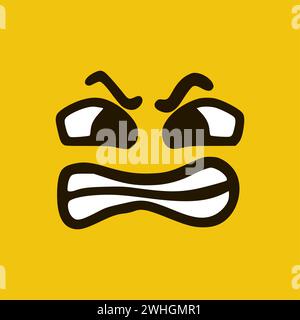 Face en colère. Expressions de visage de dessin animé. Illustration de la bouche et des yeux des personnages Doodle. Banque D'Images