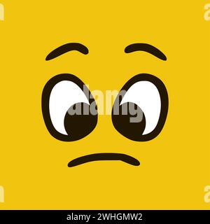 Triste visage. Expressions de visage de dessin animé. Illustration de la bouche et des yeux des personnages Doodle. Banque D'Images