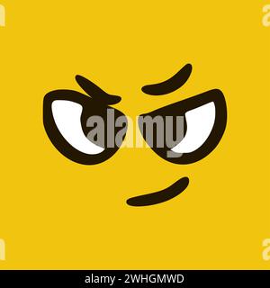 Face en colère. Expressions de visage de dessin animé. Illustration de la bouche et des yeux des personnages Doodle. Banque D'Images