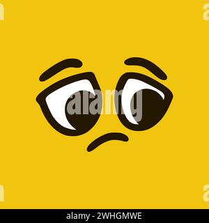 Triste visage. Expressions de visage de dessin animé. Illustration de la bouche et des yeux des personnages Doodle. Banque D'Images