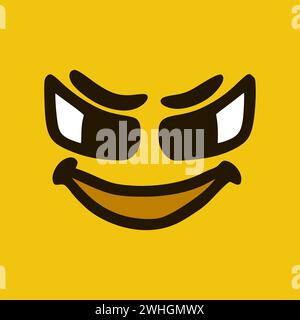 Mal ou visage en colère. Expressions de visage de dessin animé. Illustration de la bouche et des yeux des personnages Doodle. Banque D'Images