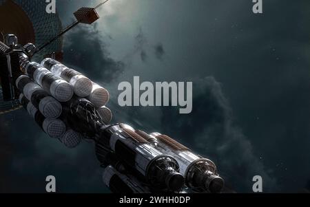 Station spatiale dans l'espace lointain. Science-fiction réaliste 5K Eléments d'image fournis par la NASA Banque D'Images