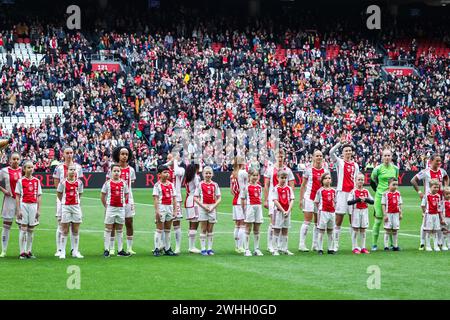 Amsterdam, pays-Bas. 10 février 2024. AMSTERDAM, 10-02-2024, Johan Cruijff Arena, Azerion Eredivisie vrouwen, Ajax - Feyenoord (femmes), saison 2023/2024, pendant le match Ajax - Feyenoord (femmes), crédit : Pro Shots/Alamy Live News Banque D'Images