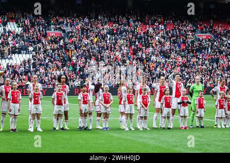 Amsterdam, pays-Bas. 10 février 2024. AMSTERDAM, 10-02-2024, Johan Cruijff Arena, Azerion Eredivisie vrouwen, Ajax - Feyenoord (femmes), saison 2023/2024, pendant le match Ajax - Feyenoord (femmes), crédit : Pro Shots/Alamy Live News Banque D'Images