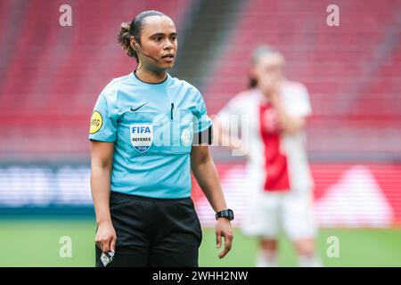 Amsterdam, pays-Bas. 10 février 2024. AMSTERDAM, 10-02-2024, Johan Cruijff Arena, Azerion Eredivisie vrouwen, Ajax - Feyenoord (femmes), saison 2023/2024, pendant le match Ajax - Feyenoord (femmes), Mariska Overtoom crédit : Pro Shots/Alamy Live News Banque D'Images